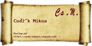 Csák Miksa névjegykártya