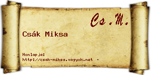 Csák Miksa névjegykártya